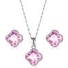 FFWTPY Parure Gioielli Trifoglio Cristallo Rosso Collana Orecchini Set Donna Elegante Argento Accessori Brillanti