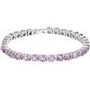 Ravishing Impressions Braccialetto tennis da donna con ametista e pietra portafortuna di febbraio rotonda sfaccettata viola in argento Sterling 925 placcato al rodio bianco, chiusura a scatola, 6.5