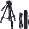 Somikon Treppiede per fotocamera in alluminio con testa a 3 vie, 52 x 60 x 185 cm, nero