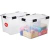 Iris Ohyama, Scatole Portaoggetti Ermetiche in Plastica, 70L, Set di 2, Trasparente, Coperchio Impermeabile, con Chiusura, Impilabile, Per Esterni, Garage, Vestiti, Antipolvere, Senza BPA, AT-LD