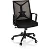 HJH Office 810030 Sedia da ufficio pieghevole ENCO tessuto/mesh nero schienale pieghevole, sedia girevole con supporto lombare