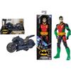dc comics, Veicolo Batman Adventures 2 in 1, Batcycle Trasformabile & Action Figure Robin Armatura, Supereroe Giocattolo in Scala