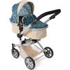 Bayer Chic 2000® Passeggino per bambole 2 in 1 Mika - stelline beige-turchese - pieghevole - manico regolabile in altezza 47-80 cm - struttura moderna - Bambole fino a 52 cm - 4-8 J