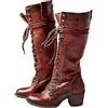 SIULAS Medieval Cosplay Boots - Pu Leather Boots High-Heeled Shoes - Medieval Mid-Calf Boots Knee Length Laces Up Shoes Festival Larp Shoes for Cosplay,Rosso,40