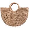 VOANZO - Borsa in paglia intrecciata a mano, elegante borsa da spiaggia con manico rotondo, in corda di carta rotonda, borsa da donna, colore: marrone