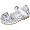 MK MATT KEELY Scarpe Principessa Bambina Ballerine Bambina Scarpe Brillantini Bimba Partito per Ragazze,Argento con Arco,25EU(CN26)