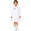 Siggi Grembiule asilo bambina Bianco con abbottonatura centrale Siggi ricamo Bloom 4335, BIANCO