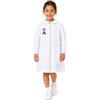 Siggi Grembiule asilo bambina Bianco con zip centrale Siggi ricamo Hippy 4337, BIANCO