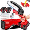 CEEPUY Mini Motosega a Batteria per Potatura con 8000mAh Batterie, 6 Pollici Sega a Batteria con Pompetta Olio, Motosega Elettrica a Batteria Portatile per il Taglio del Legno Giardini