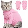 CITÉTOILE Tutina Post-Operatoria per Gatti in Puro Cotone | Body Medico per Gatti con Cerniera, Maglietta Protettiva in Cotone Morbido, Abbigliamento Post-Chirurgico Gatto con Maniche