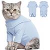 CITÉTOILE Tutina Post-Operatoria per Gatti in Puro Cotone | Body Medico per Gatti con Cerniera, Maglietta Protettiva in Cotone Morbido, Abbigliamento Post-Chirurgico Gatto con Maniche