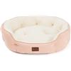 Bedsure Cuccia per cani di piccola taglia, lavabile, grande cuccia per gatti e cuccioli, lettino rotondo per cani di taglia media con fondo antiscivolo, rosa, 63 x 53 x 20 cm