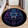 GDJSMIN Motivo Lupo Viola Rabbia Tappeto Rotondo Blu Scuro Tappeti 80Cm Antiscivolo Lavabile In Lavatrice Tondo Tapette Salotto Camera Da Letto Scendiletto Pelo Corto Rotondi Carpet