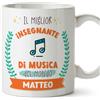 Mugffins Tazza Personalizzata in ceramica per INSEGNANTE DI MUSICA uomo 11 oz / 350 ml - In italiano - Migliore del mondo - Con disegno - Idea regalo per compleanno, anniversario, natale, laurea