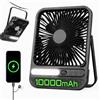 GOBRILLFUN Ventilatore Portatile, 10000mAh, 28 Ore di Autonomia, 4 Velocità, Timer 2-8 Ore, Indicatore LED, USB-C, per Ufficio, Campeggio e Viaggio