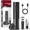 GHB Cavatappi Elettrico Ricaricabile Apribottiglie Elettrico 6 in 1 con Tagliaparelle, Versore, Tappo per Vino, Regalo di Natale per gli Amanti del Vino (Incluso Cavo USB Type-C)