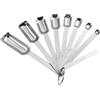 GYJZZW Set di 9 cucchiai dosatori in acciaio inox con livellatore, cucchiaini graduati rettangolari e cucchiai per forno, caffè, spezie, polveri (9 pezzi)