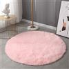 Mozzeilee Tappetino da bagno rotondo, ultra morbido, in microfibra a pelo lungo, per bagno, vasca da bagno, assorbe l'acqua, lavabile in lavatrice, per camera da letto e corridoio (rosa, 80 x 80 cm)