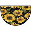 Mexpekil Zerbino con girasoli floreali a mezza luna, per interni ed esterni, antiscivolo, lavabile, a semicerchio, assorbente, intrappola lo sporco, tappeto semicircolare per ingresso, 61 x 91 cm