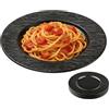 CEWROM Piatto piano nero, set di 4 piatti piani, riutilizzabili per torte, nero, 21,5 cm, piatti piani in melamina, piatti da insalata per barbecue, colazione, pranzo e cena