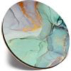 Destination Vinyl Ltd Sottobicchiere singolo rotondo - Inchiostro Art pittura a olio verde acqua blu oro | sottobicchieri di qualità lucida | protezione da tavolo per qualsiasi tipo di tavolo #45402