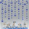 Siyinzu Decorazioni per 50° compleanno lunghe 3 m, striscione per 50° compleanno, decorazioni per feste di compleanno di colore blu, 50 ° cerchio blu a pois stella ghirlanda di compleanno decorazioni per