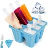 DPSLOOPM Stampi per Gelato, Stampi per Ghiaccioli in Silicone, Riutilizzabili Ghiaccioli Stampol, con Spazzola di Pulizia e Imbuto Pieghevole, Formine per il Cioccolato e il Gelato Fai da Te (Blu, 6 Cavità)