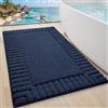 LUMI Tappetino Bagno Morbido Antiscivolo, Tappeto Bagno in Microfibra Super Assorbente, Lavabile in Lavatrice, Asciugatura Rapida, Tappeto Doccia Soffice per Vasca e Bagno, Blu, 50x80 cm