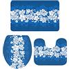 Ahdyr pezzi tappeti da bagno set hawaiano tropicale blu fioritura sagome floreali morbido tappeto antiscivolo tappetino contorno e copertura per v a a e bagno