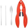 BOXOB Set di Strumenti per Frutti di Mare, Multiuso Strumento Granchio Forchetta/Piccone per Cosce di Granchio in Metallo Cucchiaio per Gusci di Granchio, Convenienti Cracker per Aragosta (Arancione)