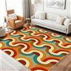 AUWUUA Tappeti per soggiorno retrò in stile anni '70, arancioni, 90x180 cm, onde astratte di metà secolo, anni '70 e '80, lavabili, antiscivolo, morbidi, per camera da letto, cucina, zerbino
