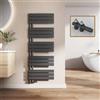 EMKE Scaldasalviette Bagno 132x50 cm, Nero 661W - Radiatore da Parete con Attacco Laterale per Riscaldamento e Asciugatura,Termoarredo Bagno(Valvole Incluse)