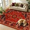WUTONG Rosso Tappeto Corridoio Lavabile in Lavatrice 80x120 cm,Passatoia Antiscivolo Vintage Orientali,Tappeti a Pelo Corto Soffice per Ingresso e Salotto Piccolo