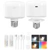 GOEBLESON Lampadine RGBCW ricaricabili E27 Set di 2 luci LED senza fili 5400 mAh con telecomando, dimmerabili, cambia colore, design magnetico staccabile, timer, ricarica USB
