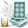 Aziool Stampo per cubetti di ghiaccio grande, 4,8 cm, rotondo con coperchio, sformatura a 1 pulsante senza tocco, cubetti di ghiaccio per whisky e cocktail, senza BPA, 6 palline x 2 pezzi in silicone rigido