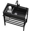Yclty Lavello Cucina Nero con 1 vasca,90x45x86cm Lavandino in Acciaio Inox con Scolapiatti,Lavabo di Utilità con Rubinetto,Lavelli Commerciale Autoportante,Lavatoio da Giardino Campeggio,per Interni Esterni