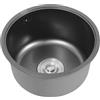 RjcdOPL Lavello da cucina rotondo in acciaio inossidabile 304, lavello da incasso con coperchio, filtro e raccordo di scarico (diametro 36 cm)