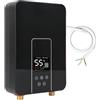 KMQRDZi Scaldabagno elettronico istantaneo, da cucina, con indicatore di temperatura LED, 220 V, 6000 W/7000 W, scaldabagno istantaneo per cucina e bagno (nero, 7000 W)
