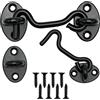 SZXMDKH Chiusura a Gancio e Occhiello 7,6 cm Nero Ganci per Cabina Esterni 2Pz Chiusure Metalliche per Porta Resistenti Chiusure per Armadio per Porta Cancello Finestra Armadio Capanno 75mm