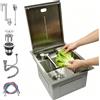 OMGMTSTORE Lavello Workstation da Cucina 45x35 cm, Lavello Workstation Nascosto in Acciaio Inox 304 con Coperchio e Rubinetto Pieghevole a 360°, Lavello Sottotop a Vasca Singola per Cucina, Bar e Camper