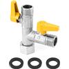 QWORK® Valvola deviatrice a 3 vie, valvola adattatore a T G1/2, deviatrice per doccia, con valvola di intercettazione, ottone, adatta per cucine, bagni