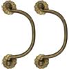 LRTYZBD 2 maniglie per cassetti vintage, in ottone, per armadietti, spesse, maniglie per armadio, maniglie antiche per comò con anello a pugno, leve per porta, anello per porta, bronzo, 9,8 cm