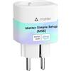 Meross Matter Presa Smart con Consumo Energetico, Prese Alexa WiFi Con Matter, Facile da Installare, Misura Uscita del Pannello Solare Fotovoltaico, Supporto Per Apple Home, Alexa e Google Home