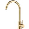 Helilyco Rubinetto miscelatore per lavello da cucina, design elegante in oro spazzolato, con acqua calda e fredda