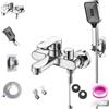 Lecreatekit Valvola miscelatrice per doccia, rubinetto da bagno a 3 vie nascosto, miscelatore per scaldabagno per vasca da bagno, set soffione doccia con controllo della temperatura (D)