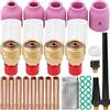 EATBALE 38Pcs Kit di lenti a gas per torcia per saldatura TIG #10 Kit tazza di vetro Pyrex, saldatura Tig Collet per lenti a gas tozze Corpo Ugello di allumina per DB SR WP 9 20 25