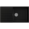 PRIMAGRAN Lavello da Cucina Nero Metallico 90x50cm, Lavandino in Granito a 1 vasca + Sifone Classico, Lavabo da Cucina Incasso al Mobile 60cm - Copenhagen Top S661