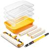 Voomey Set di Rulli da Pittura Voomey da 45,7 cm, Vassoio per Rullo da Pittura con Fodera da 10 Pezzi, Rullo da Pittura in Microfibra da 30,5 cm e 45,7 cm, Asta Estensibile per Rullo da Pittura, Adatto per