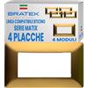 Bratek 4X Placca 4 Moduli Compatibile con Placche BTicino Matix - Sostituisce Placchette BTicino Matix AM4804 Colore Bronzo - Made in Europe
