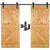 CCJH 6.6FT/203 cm Ferramenta Kit Binario per Porte Scorrevoli Basculanti in Legno Sistema a Rulliera e Binario per Porte Doppie con Guida a Pavimento Regolabile
